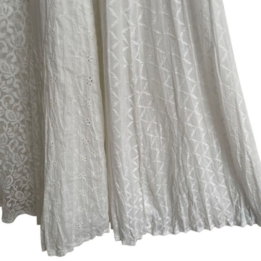 Style & Co Petite Maui bright white BoHo lace eyelet skirt womens PL A-line READ - Picture 3 of 9